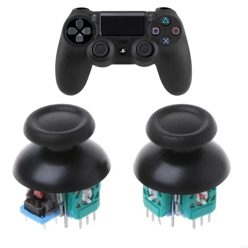 573A 2 ชิ้น/เซ็ต 3D Analog แกนโมดูลจอยสติ๊ก Potentiometer สีดำ Thumb Sticks สำหรับ 4 Controller Repair