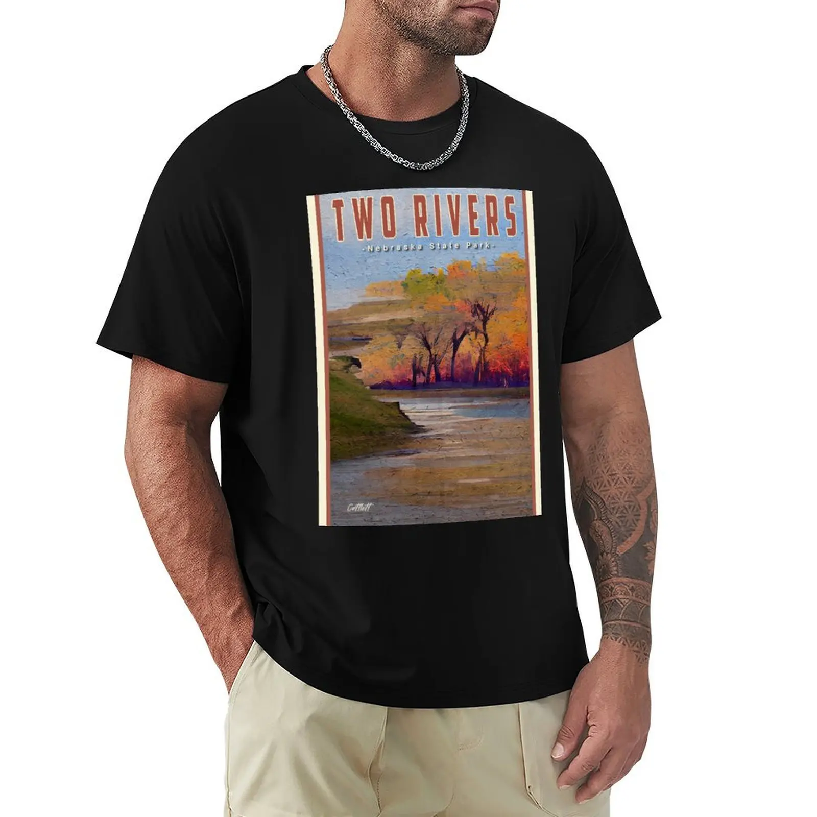 Midwest Travel Nebraska Two Rivers State Park T-Shirt cotton man t-shirts Aesthetic clothing sweat mens graphic t-shirts