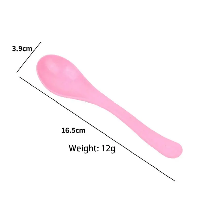 Wheat Straw Spoon 12g Rice Cereal Dessert Mini Child Spoon Rests And Pot Clamps Rice Paste Spoon Durable Baby Food