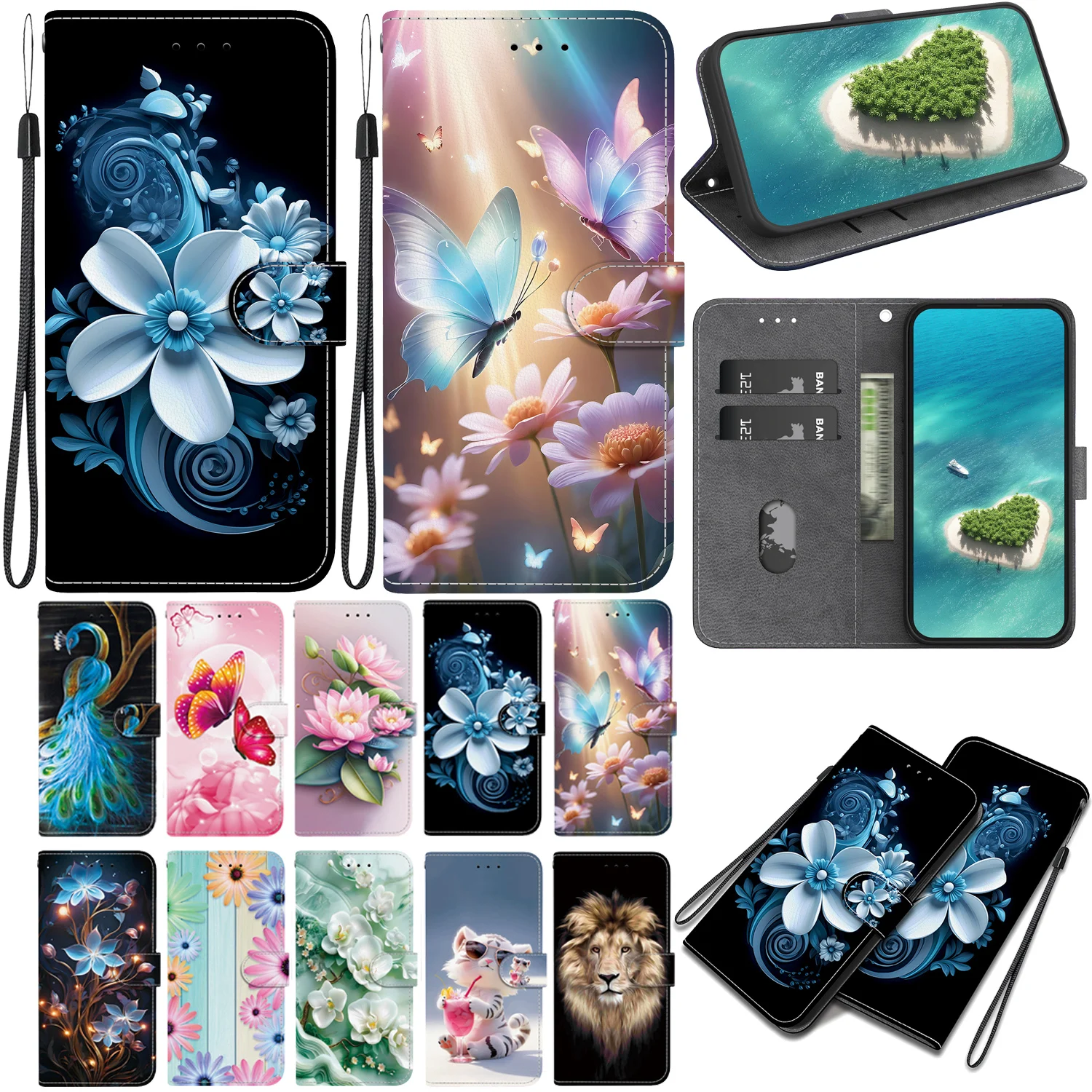 Leder Handyhülle für Samsung Galaxy S21 S22 S23 S24 S25 S26 Ultra Plus S24 S25 FE S25 S26 Edge S26 Pro Wallet Lanyard Cover