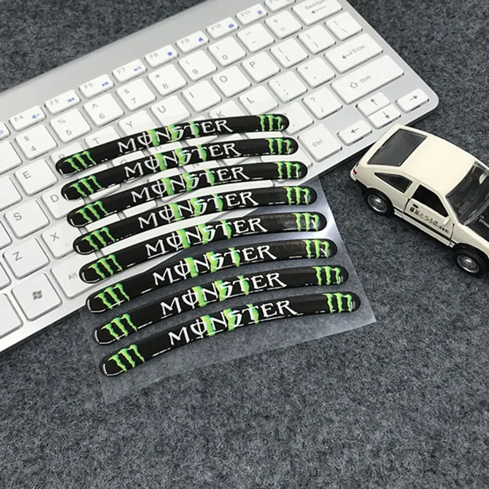 Monster Energy Car Wheel Stickers 13-19 Inch Universal Motorcycle Tire Modification Waterproof Drip Glue Decorative Stickers