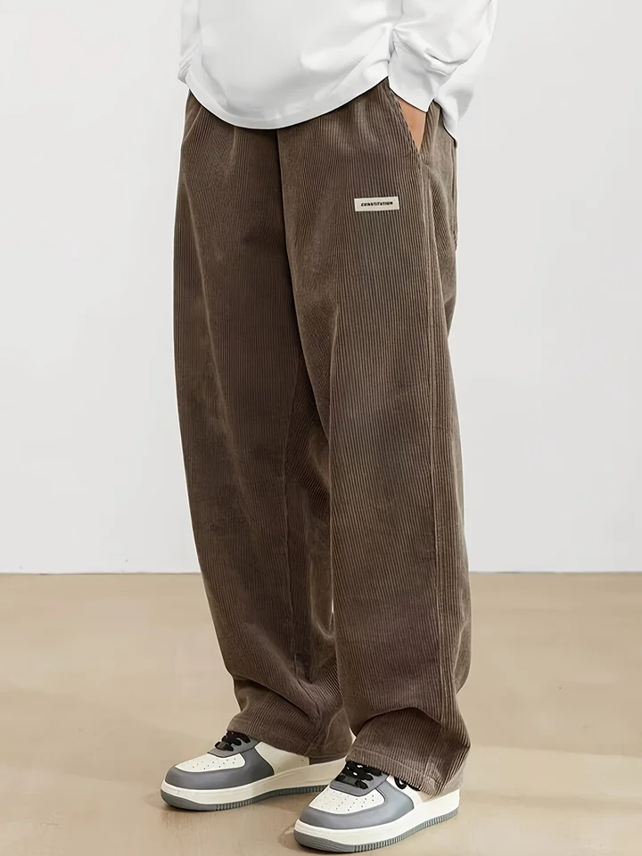 Men's corduroy loose European size hanging multi-functional casual straight leg pants, suitable for daily travel, image 7