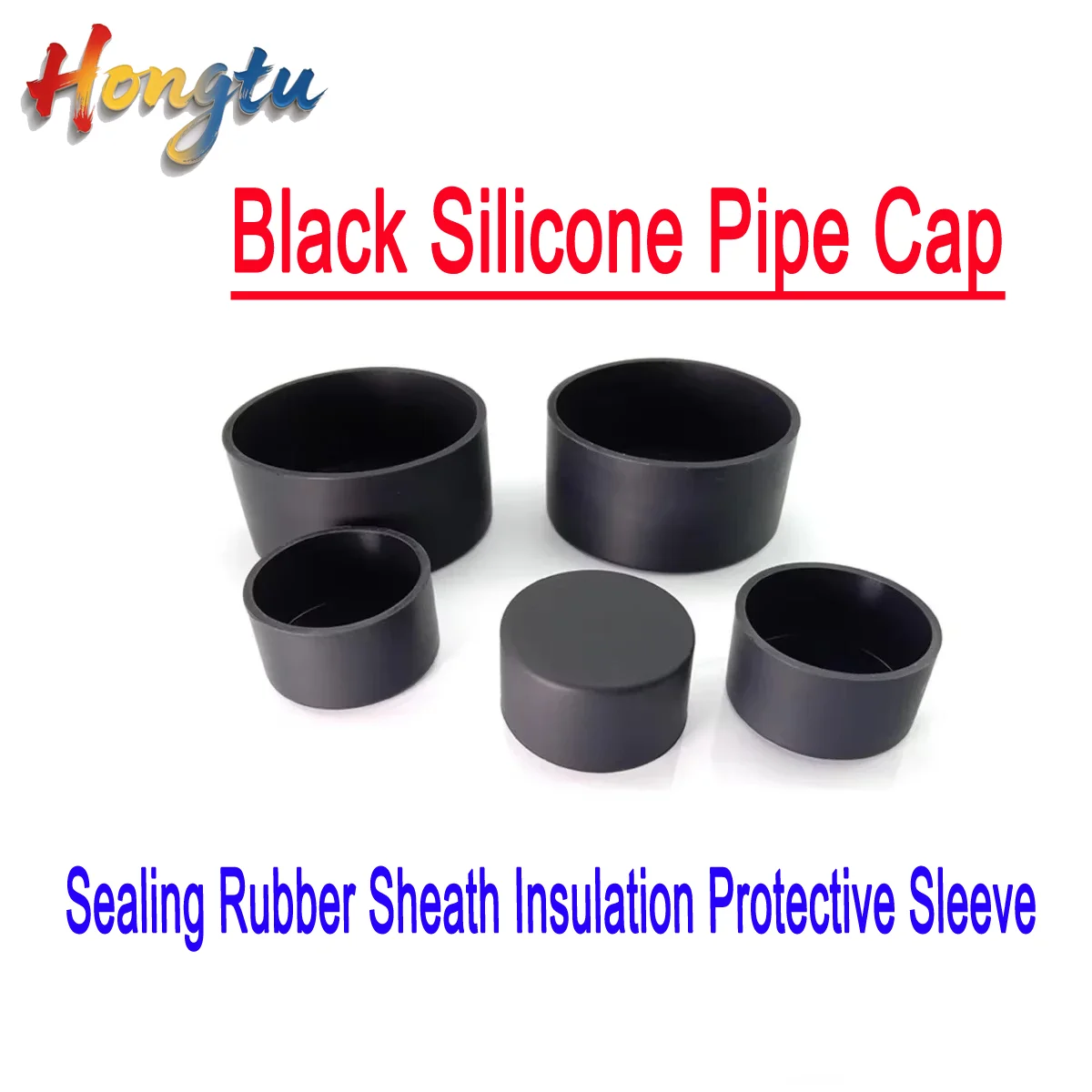 

Hongtu Black Silicone Pipe Cap/Sealing Rubber Sheath Insulation Protective Sleeve / Steel Pipe Outer Diameter Protective Cap