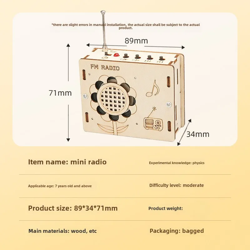 어린이용 DIY 공예 장난감, 미니 라디오 목공 교육 과학 실험 재료 키트