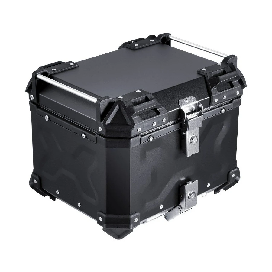 

Motorcycle Top Case, Universal Aluminum Alloy Motorbike Tail Box with Leather Lining, 45L Waterproof Detachable Motorcycle Top