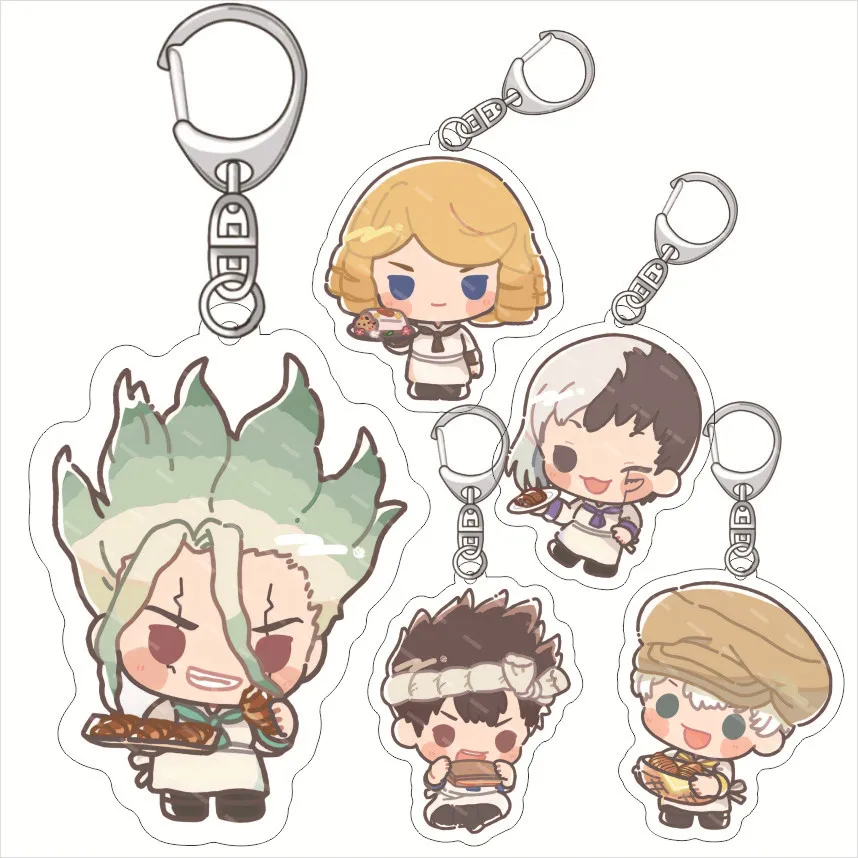 

Recycled Acrylic Keychain for Senku Ishigami Francois Gen Asagiri Chrome Ukyo Saionji Anime Keychain Couple Pendant Gift