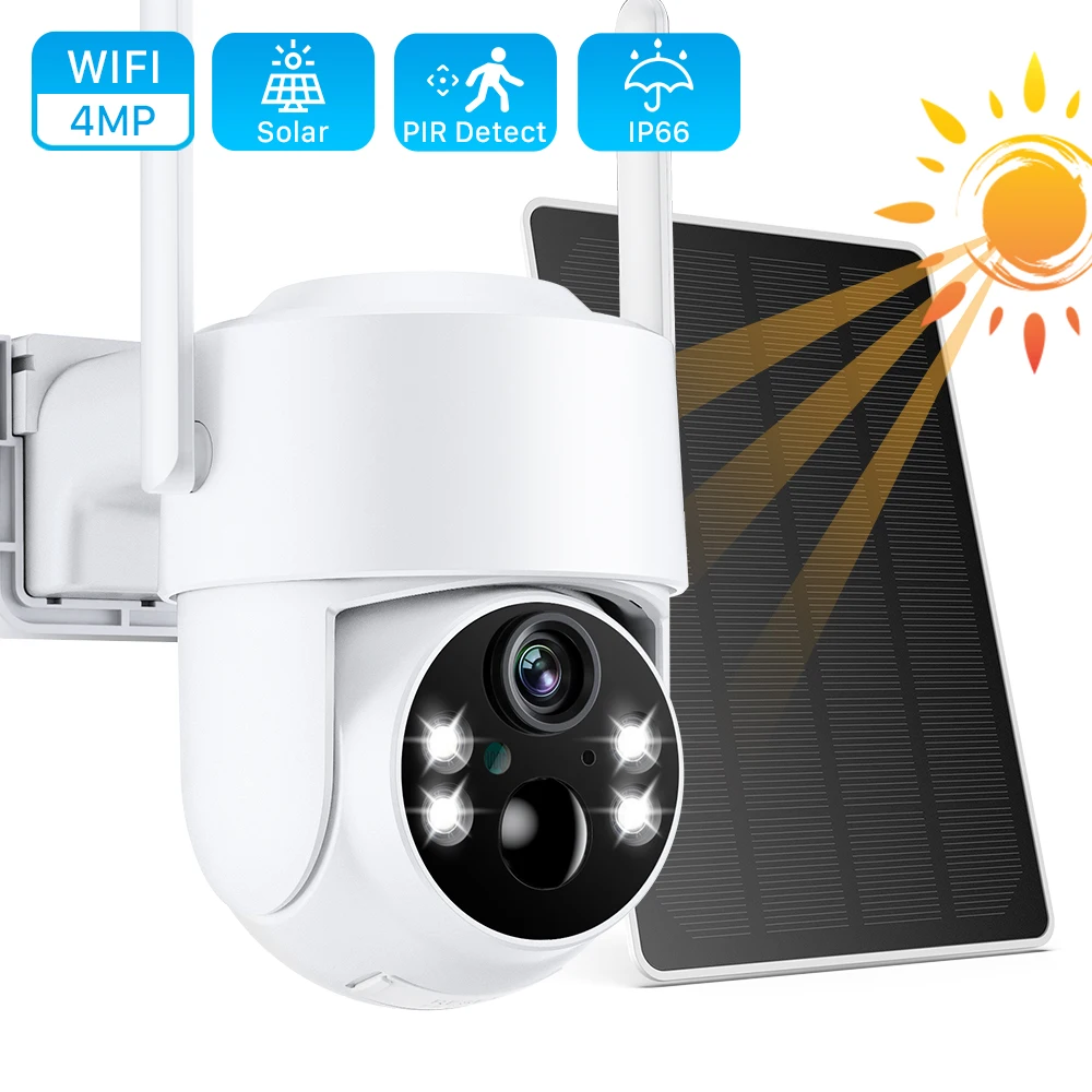 ANBIUX 4MP Solar WiFi Camera Outdoor Wireless Two Way Audio Humanoid Detection Surveillance Security Camera With 7800mAh Battery