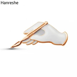 Hanreshe White Gloves with Scalpel Surgical Brooch Pins Enamel Lapel Badge Medical Jewelry for Surgeon Doctor Nurse