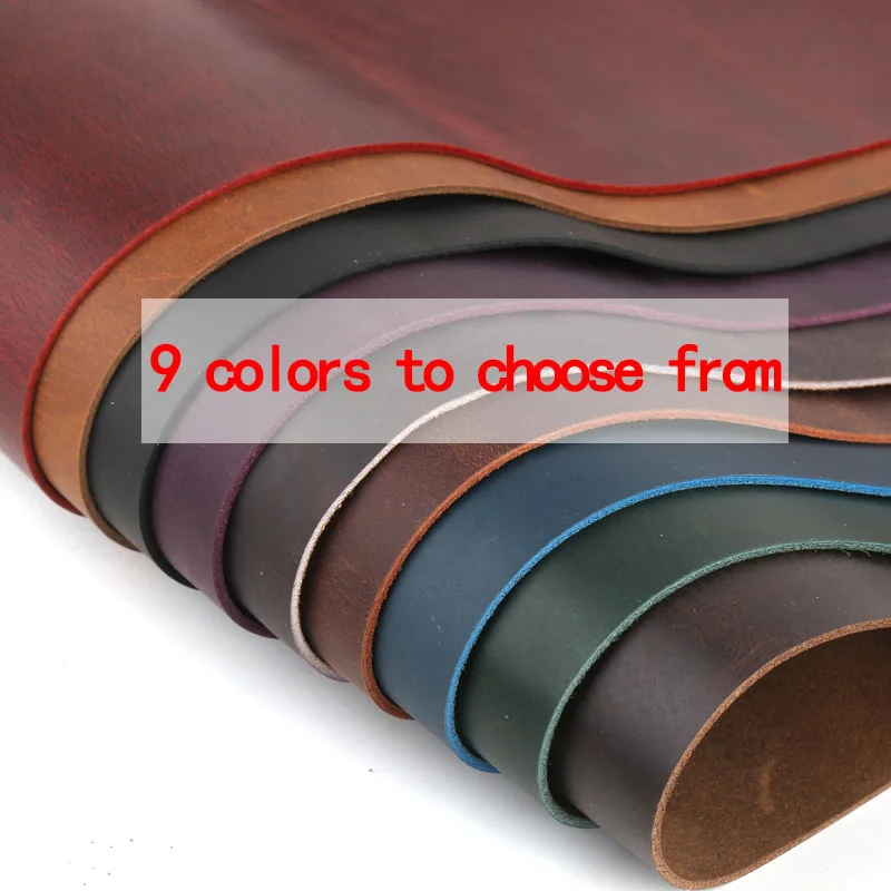 Pelle di cavallo pazzo, vera pelle, pelle di vacchetta, fai da te fatta a mano, tessuto in pelle con strato superiore, pelle rigida che cambia colore retrò