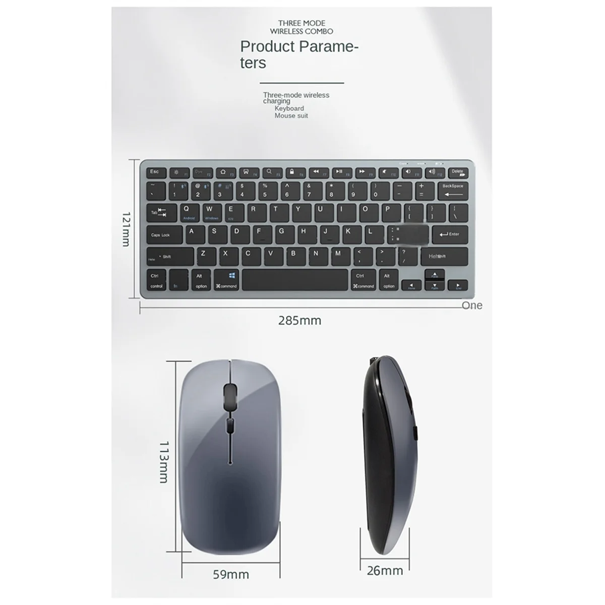 Popular kit de teclado y mouse inalámbricos para IOS/Android/Windows Silver