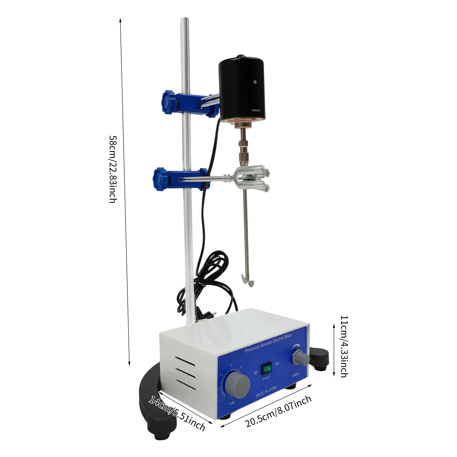 Kép 3: Professzionális 60W Elektromos Agitátor - 2.2 gallons kapacitású, 0-2800rpm, 0-120 Min Időrelé, ABS & Bevasal, Laboratórium Keverőpult vel Ácskapocs
