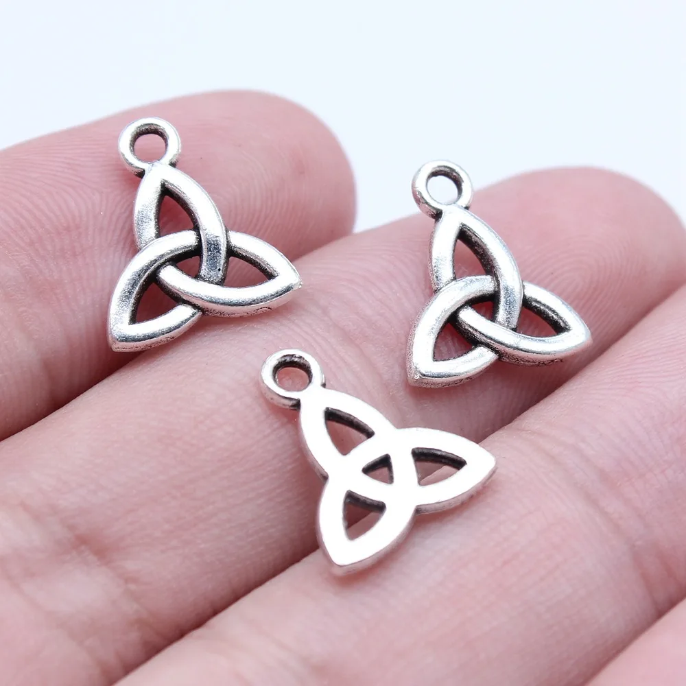WYSIWYG 40pcs 12x14mm Antique Silver Color Triquetra Knot Charms Pendant For DIY Jewelry Making Handmade Jewelry Craft Findings