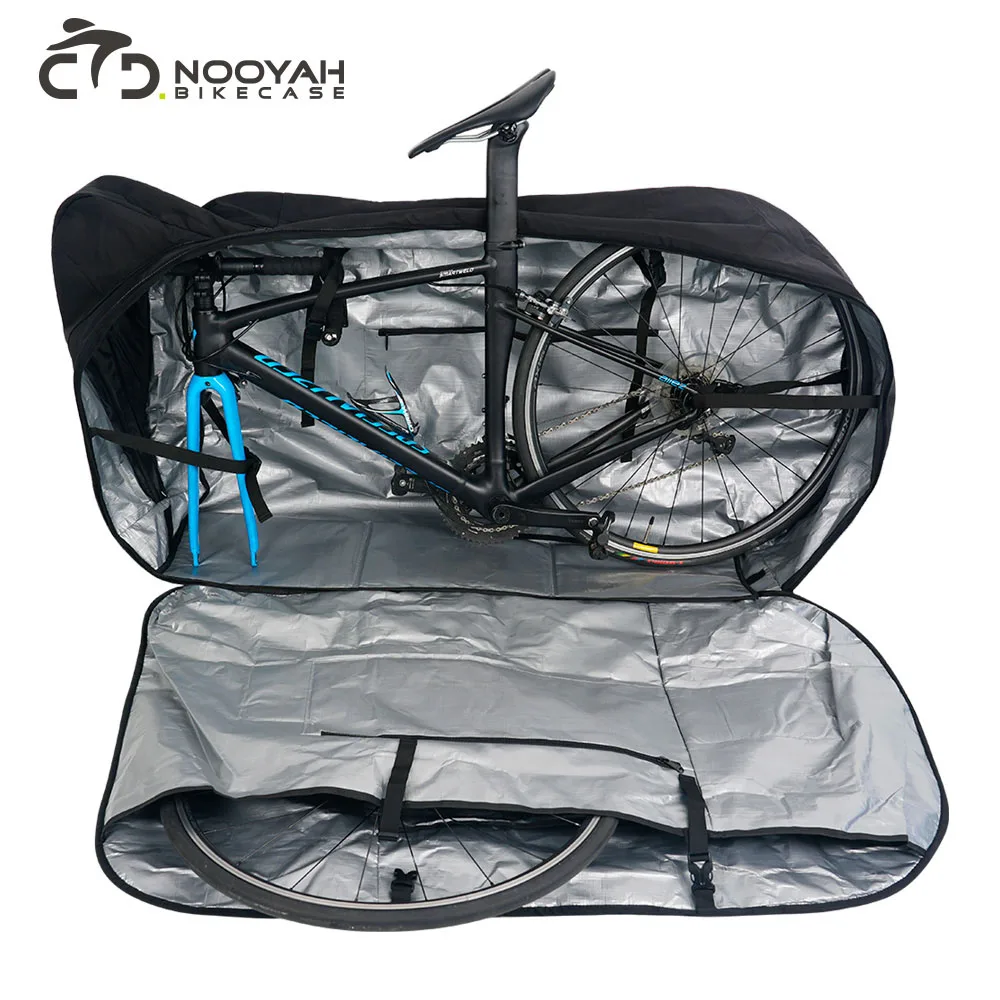 NOOYAH Bike Bag Bike Transport No Need Remove Handlebars Wheels MTB Road Bike Case Three-Layer Fabric Foldable 2-in-1 Multi-Bag