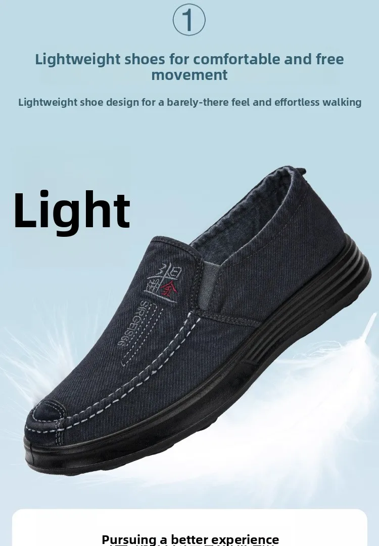 Herren-Slipper aus Canvas, lässige Schuhe, atmungsaktiv, rutschfest, mit dicker Sohle, ideal für ältere Herren, bequem zum Gehen, Canvas-Schuhe. – Detail 6
