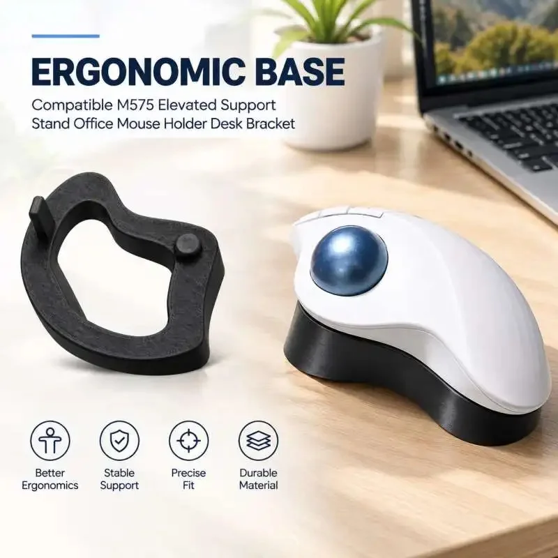 Ergonomic Riser Base Compatible M575 Elevated Support Bracket Office Mouse Holder Desk Mount Stand