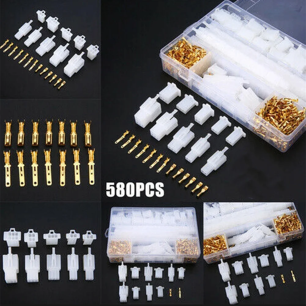 

580Pcs 2.8mm Pitch 2 3 4 6 9 Pin Wire Motorcycle Connectors Housing Terminal, Male & Female Pin Header Crimp Wire Connector