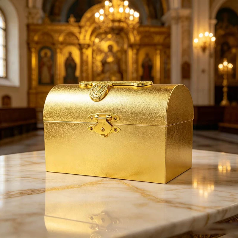 Neue Orthodoxe Kommunions-Hostienbox, Gold-Silber-Altarschatulle, Katholische Kirche, Liturgische Reliquienaufbewahrung, Heiliges Byzantinisches Christliches Geschenk – Detail 5