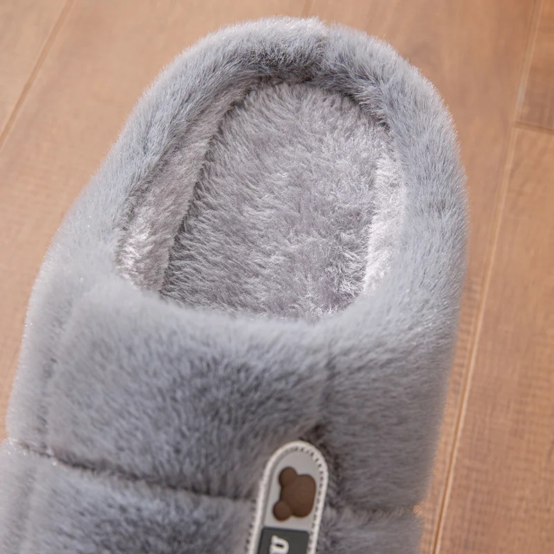 Große Größen 50 51 Winter-Hausschuhe für Herren mit Dicker Sohle, Warme Indoor-Paarschuhe, Rutschfeste Flache Plattform-Baumwollpantoffeln – Detail 5
