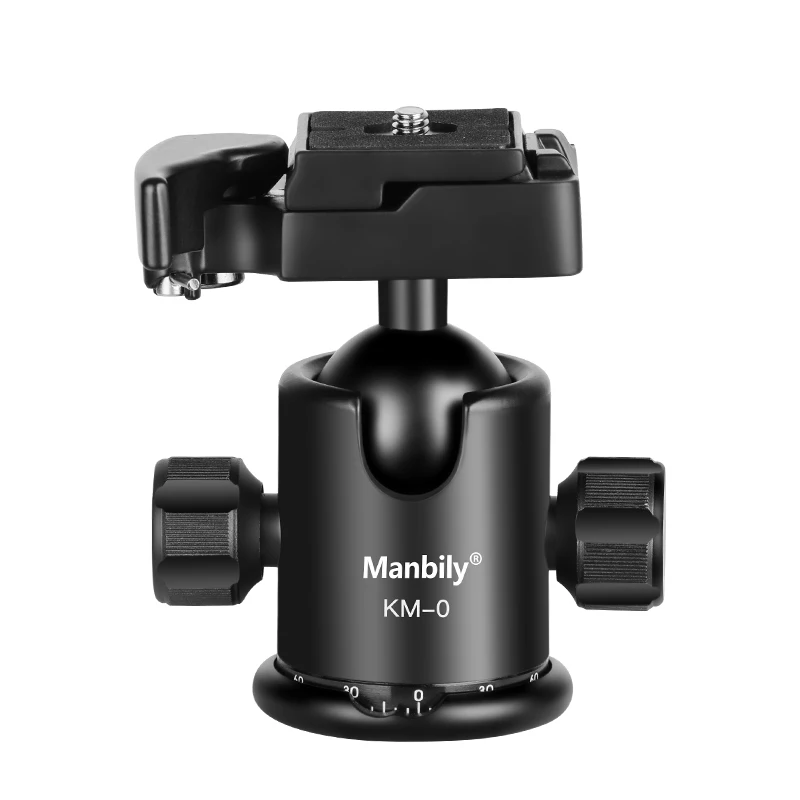 Manbily KM0 Professional Camera Ball Head Ballhead Tripod Head Panoramic Head Sliding Rail Head with Manfrotto 200PL-14 Clamp