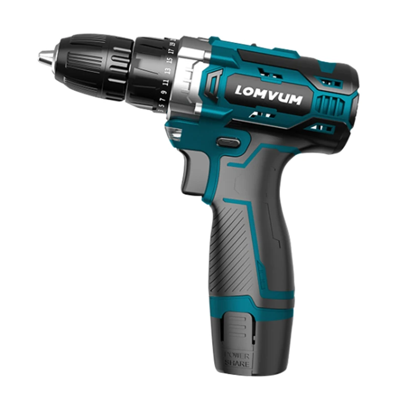 LOMVUM 12V Adjustable Two Speed Rechargeable Lithium battery cordless Torque drill hand electric drill mini electric screwdriver