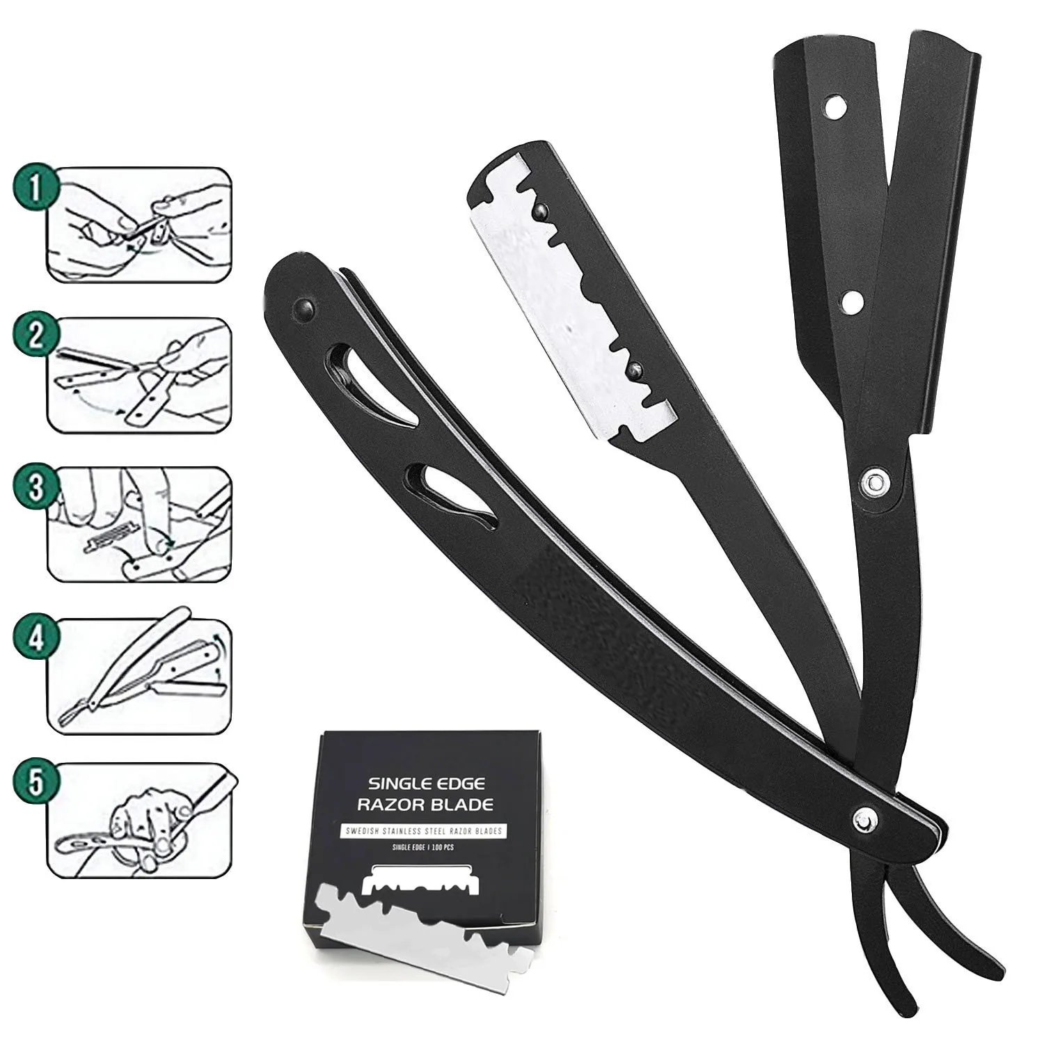 Old Fashioned Razor Manual Shaver Stainless Steel Hairdressing Knife Holder Razor Hairdressing Shaving Face Trimming Knife