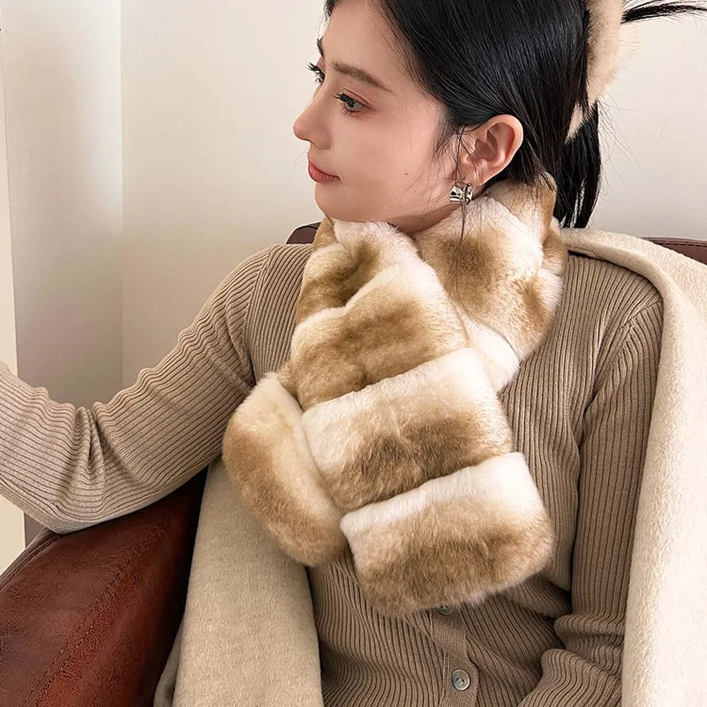 

High Quality Women Winter New Rex rabbit fur Scarf Casual Versatile Real Plush Warm Fur Scarf Rex rabbit fur Collar