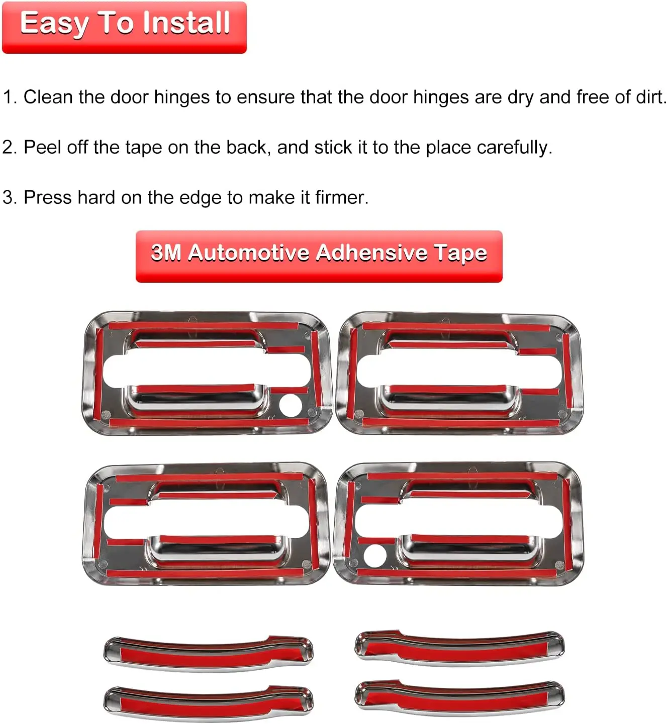 TML for Hummer H2 Door Handles Chrome Cover Trim Exterior Accessories Fit for 2003-2009 Hummer H2 SUV SUT