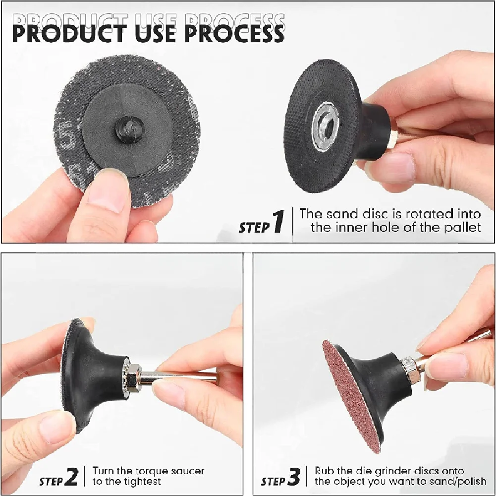 Kit de discos de cambio rápido tipo R, bloqueo enrollable de 1 ", 25mm, disco de lijado de grano de 36-240, accesorios para amoladora acondicionamiento de superficie de Metal