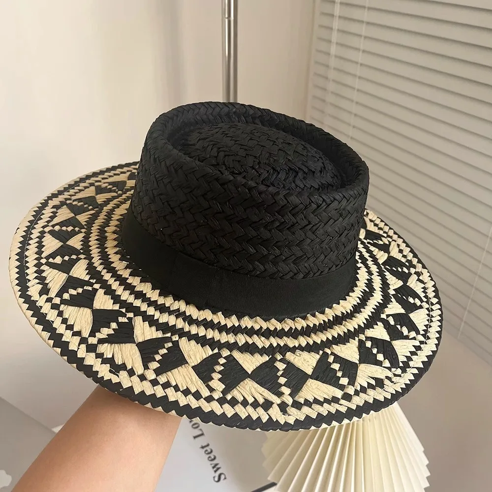 

Retro Wide Brim Straw Cowboy Hat Classic Vintage Fishing Hat Straw Western Cowgirl Hat for Women & Men