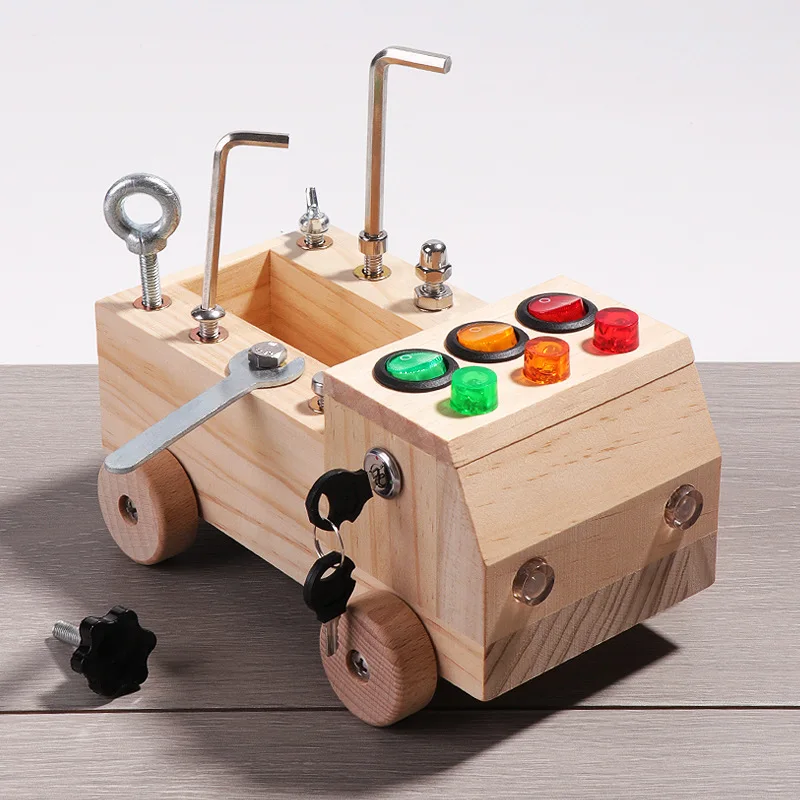 Brain Education Development Wooden Montessori Busy Board for 3 Years Old Early Education Toy Sensory Switch Control Screw Game
