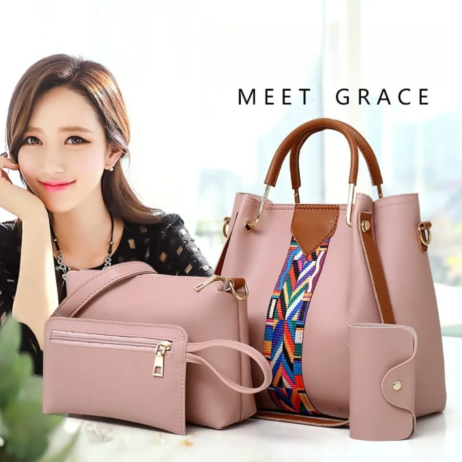 

2025 New European and American Fashion Four-Piece Set Mother-and-Child Bag Handheld Shoulder Crossbody Bag Bucket Bags