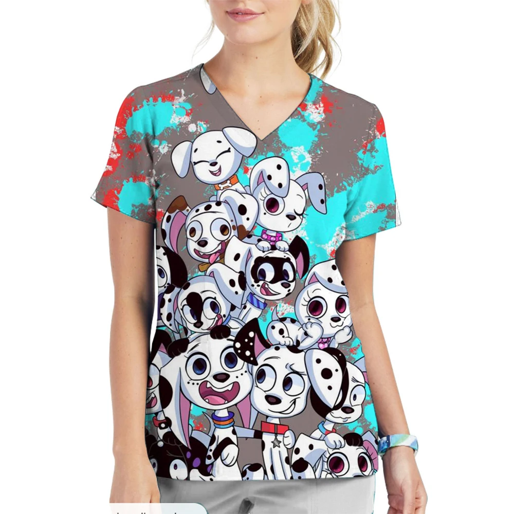 Stylish Summer Clothes Women 2024 Nurse Scrub Top Durable, Easy-Care  Disney 101 Dalmatians & Practical Pockets