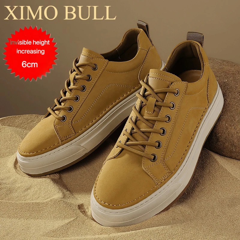 

XIMO BULL Spring and Summer Desert Gold Flat Shoes, Men's Fashionable Skateboarding Shoes,Casual and Low-key Brand, Street Style