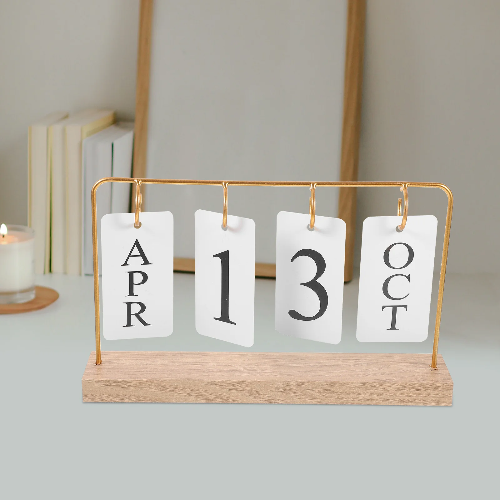 Perpetual Calendar Retro Decor Desk Accessories Reusable Flip Craft Ornaments Rustic Iron Table Office Standing