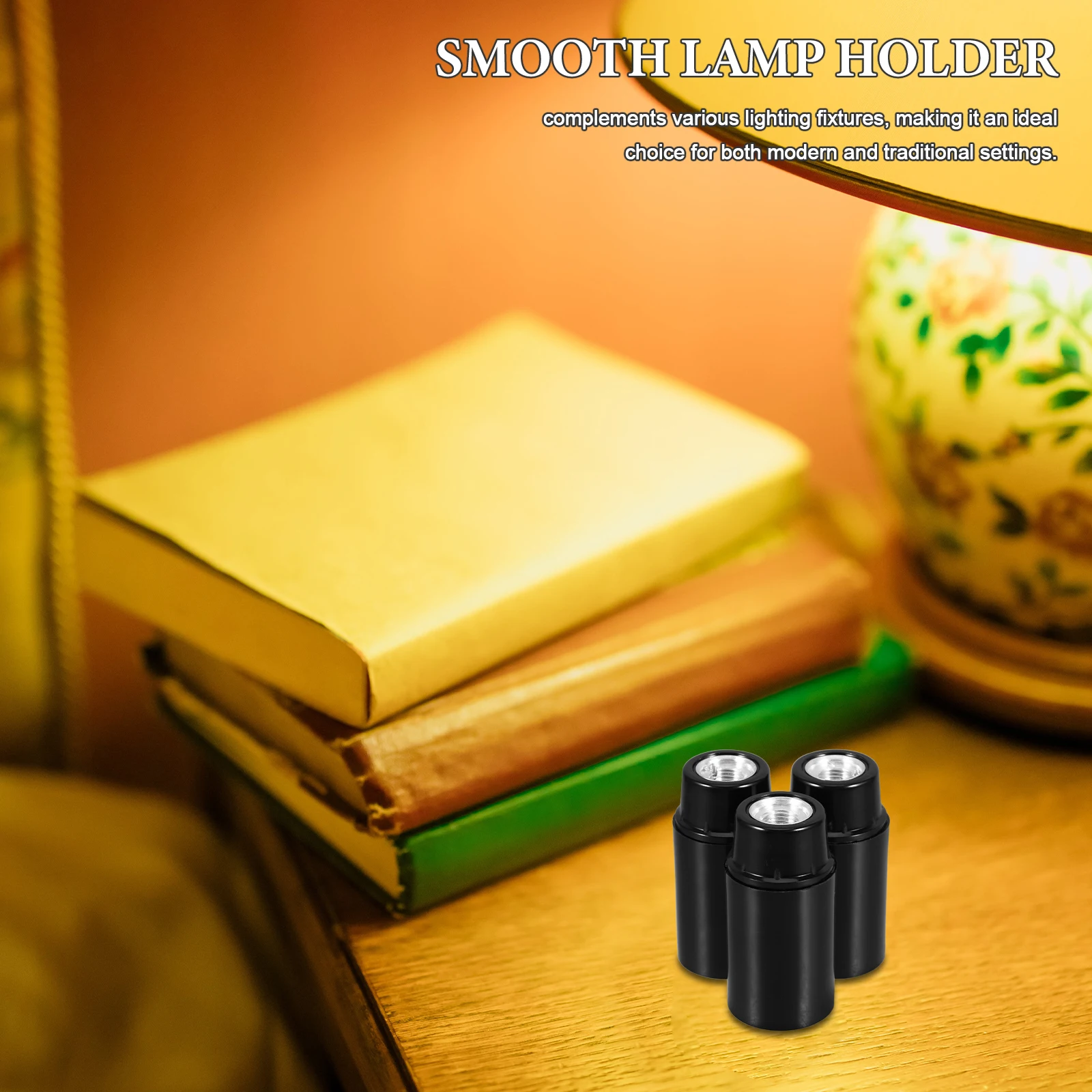 

3 pcs Black E14 Lamp Holder Keyless Medium Base Sturdy Aluminum Cap Screw Bulb Socket Home Office Use Light Bulb Base