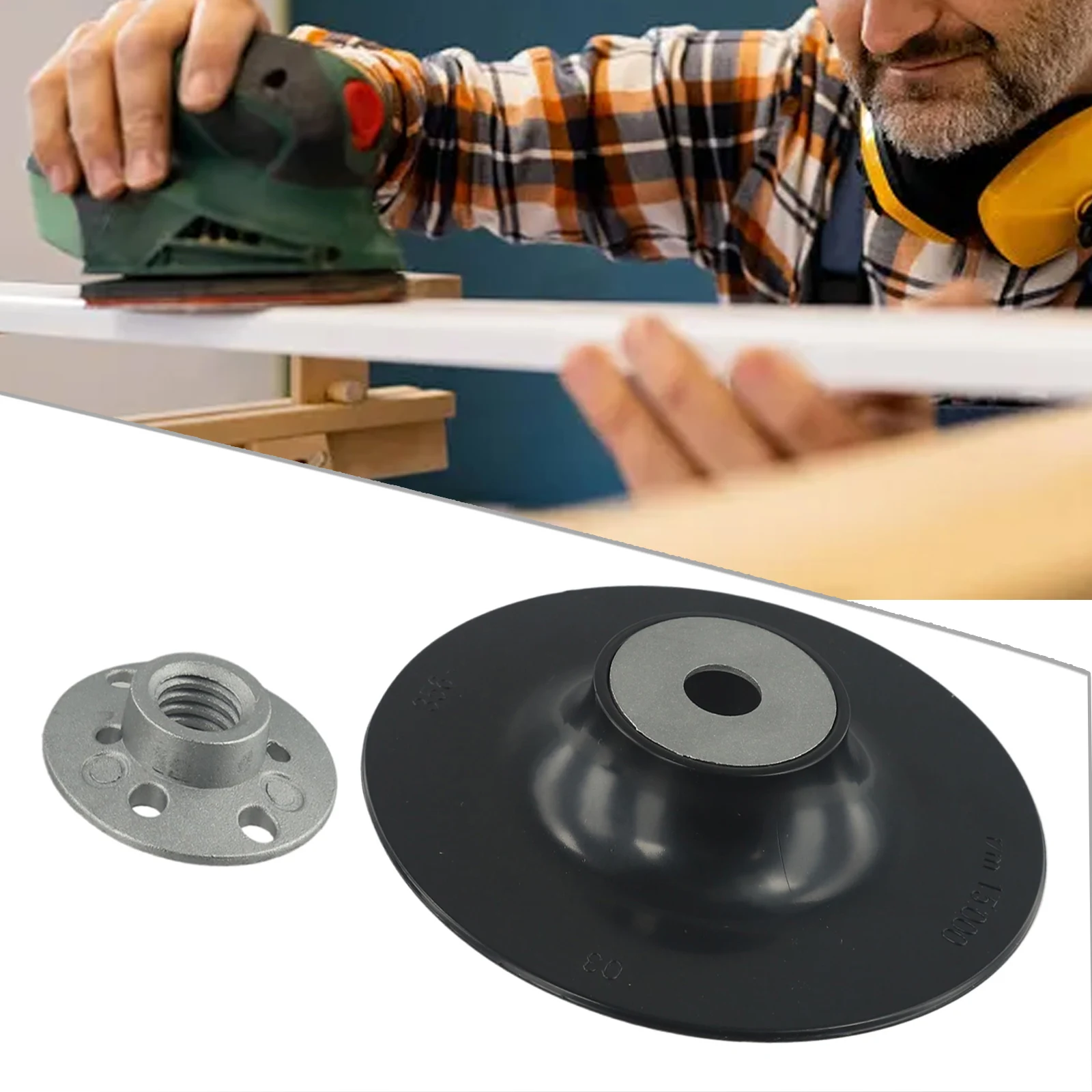 Disco durável Backing Pad para rebarbadora, ferramenta prática com porca, fibra de resina, novo, útil, 125 milímetros