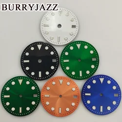 BURRYJAZZ 28.5mmNo Logo NH35 Watch Dials Black Blue Silver Green Orange Dial Green Luminous Fit 3 O'clock 3.8 O'clock Case Crown