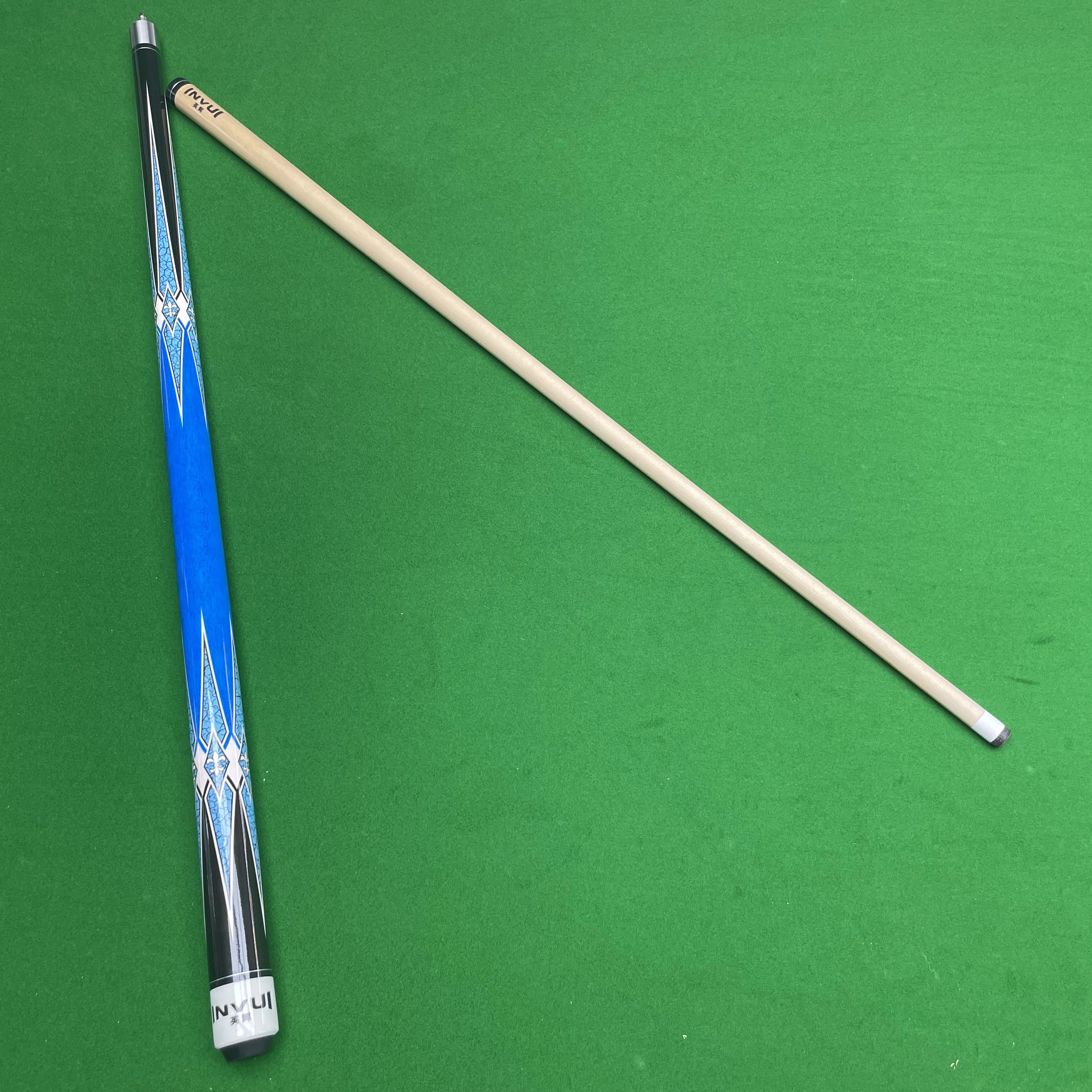 Premium Maple Pool Cue 13mm Tip Lightweight and Durable Design for 9 Ball and Carom Billiards Stylish Blue Shafts with Pattern