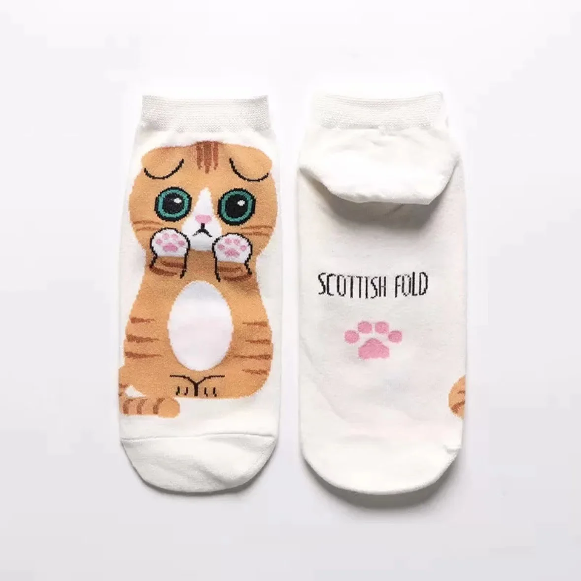 

5 Pairs/Set Women's Cartoon Cute Cat Ankle Socks Breathable Perfect for Everyday Fashion