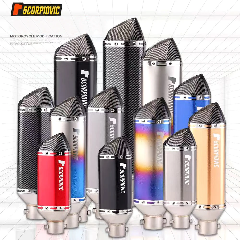 

51MM Exhaust System Muffler Tailpipe Rear Pipe Universal Pipe With DB Killer 300/370/470mm For Z900 Ninja400 R3 TNT600 MT07 GY6