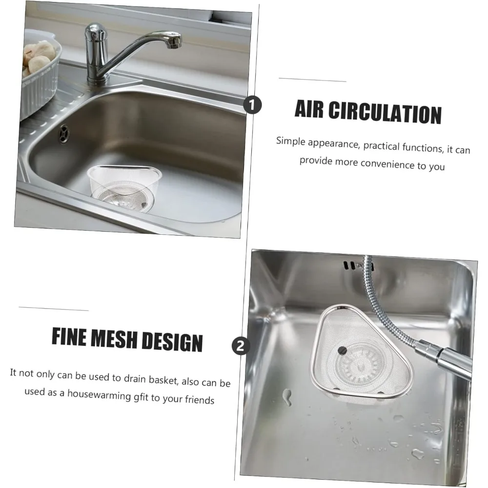 Escurridor de pia triangular, cesta de canto, malha, suporte de armazenamento para cozinha, rack de drenagem para lavar frutas e legumes