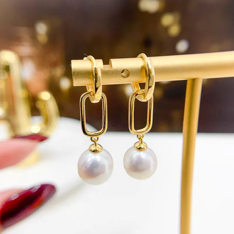 

Элегантные висячие серьги с белым жемчугом Южного моря 9-10 мм 10-11 мм 925s