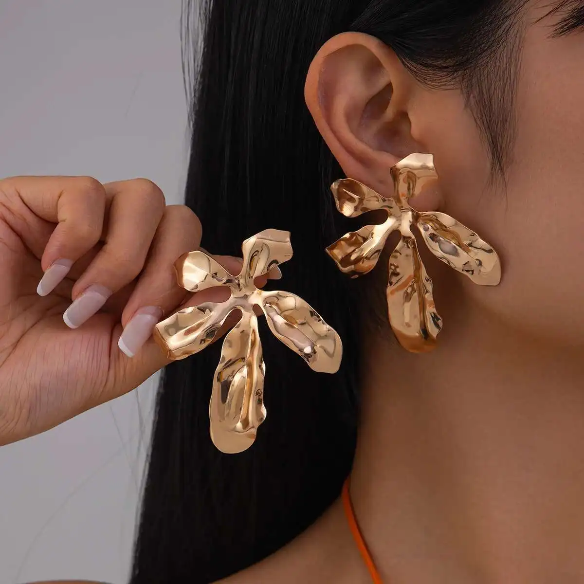 

IngeSight.Z Punk Large Flower Metal Irregular Stud Earrings Women 2025 Big Exaggerated Geometric Piercing Earring Charms Jewelry