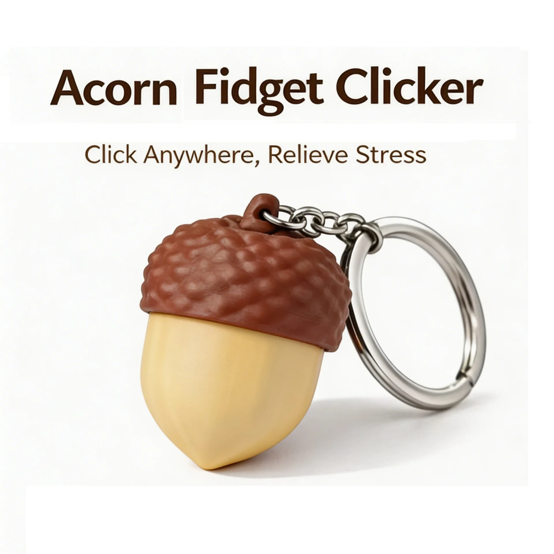 Acorn Button Clickers Fidget Toy Keychain Mini 3D Printing Toys Portable Finger Button Key Ring Decompression Gifts Adults Amagi