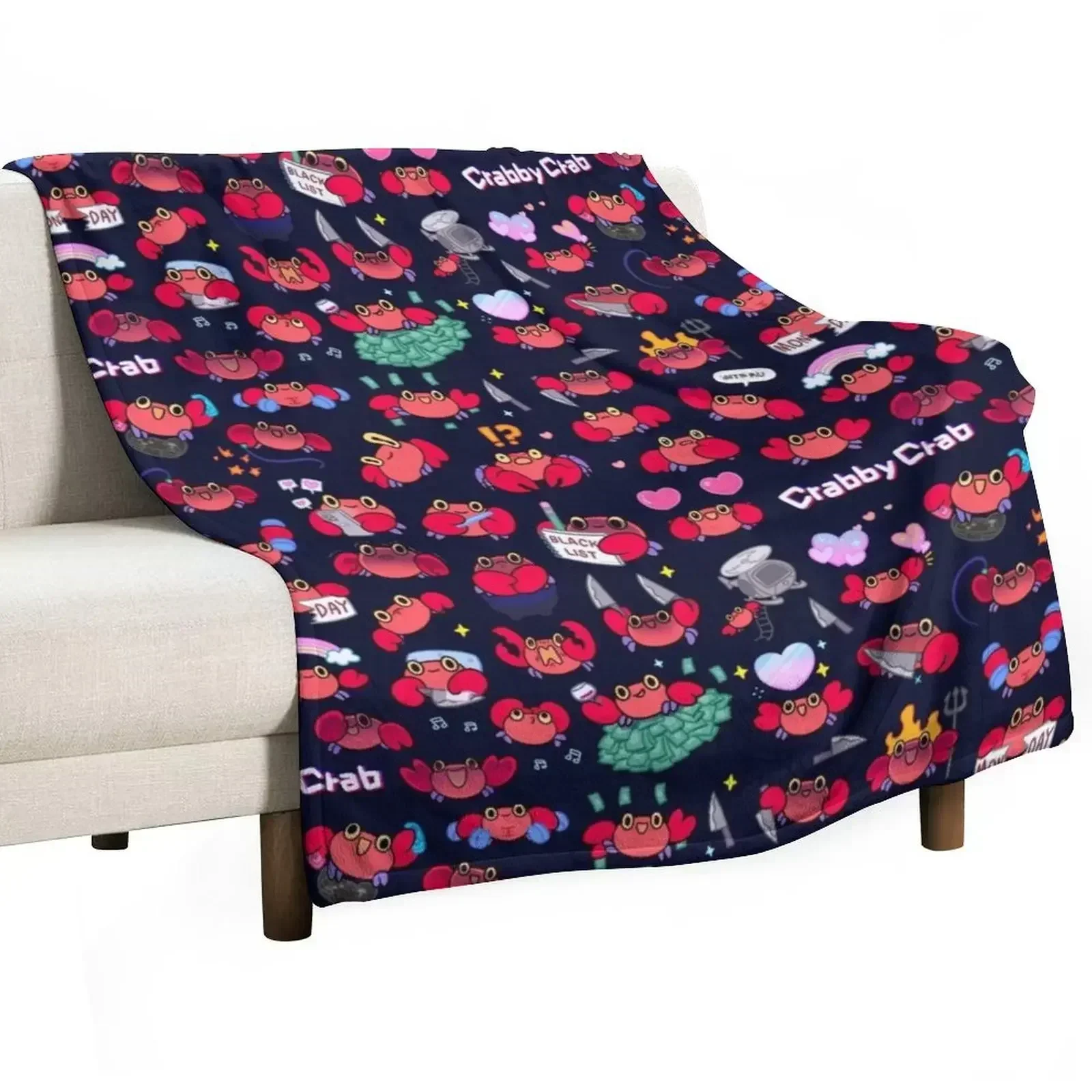 

Crabby crab - pattern Throw Blanket Soft Bedroom Blanket for Night Sleeping