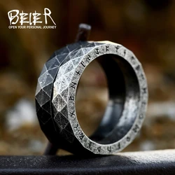 BEIER Stainless Steel Simple fashion lattice surface letters tattoo totem retro Viking Style Gothic For Men Jewelry BR-R237