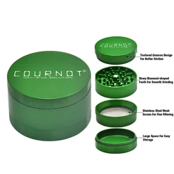 COURNOT 63MM 4 strati in lega di alluminio metallo antiaderente in ceramica Grinder fumar smerigliatrice per erbe con manico a denti diamantati affilati