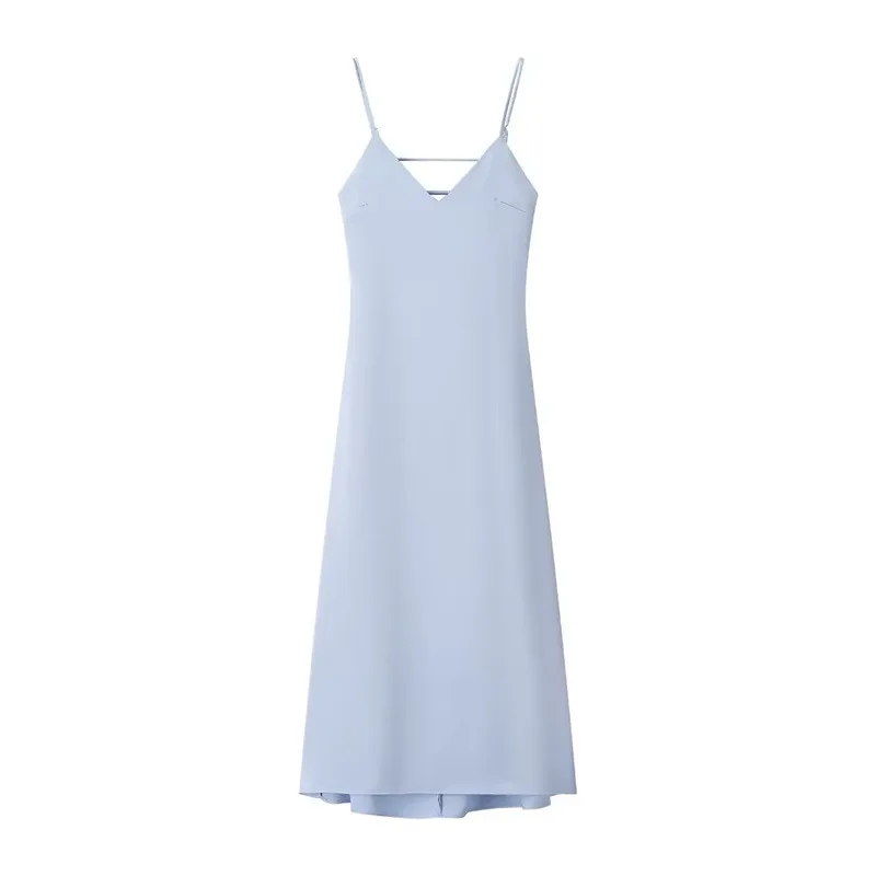 Autumn New Fashionable Simple Silk Satin Texture Dress