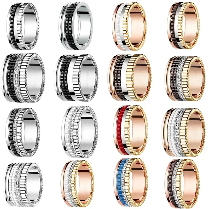 2024 High Quality Fashion Luxury Ring Gear Rotating Red, White, and Black Baolong Rings