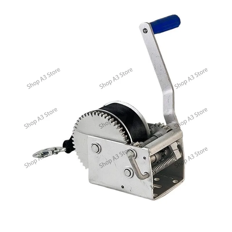 Yacht Trailer Two-speed Hand Crank Winch 900KG 2.6 Tons Webbing Winch Sturdy Trailer Accessory for Marine Boat